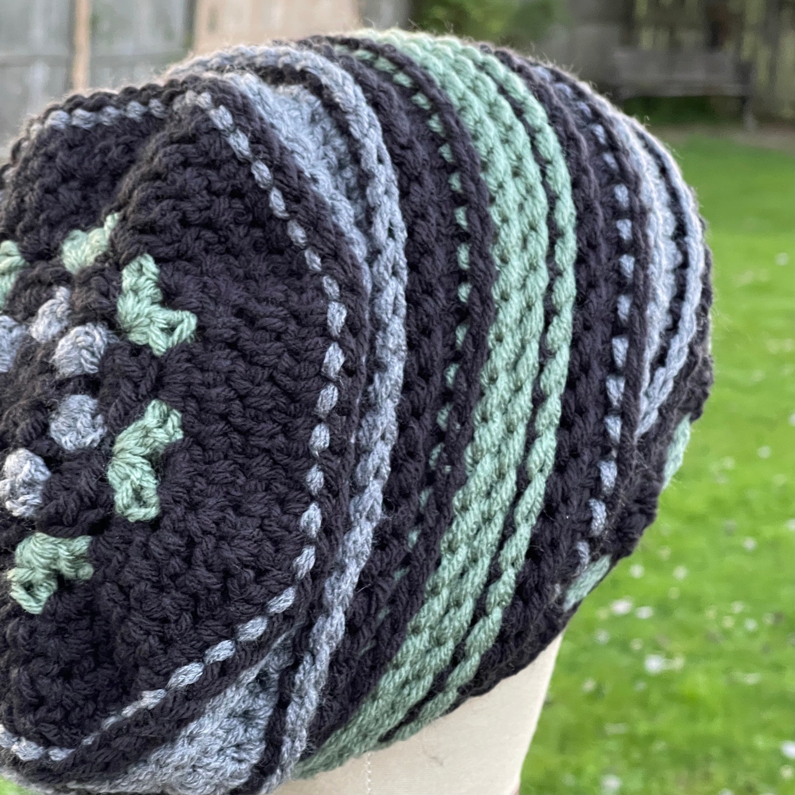 Black Gray Green Earthy Tam Dreadlock Hat by RMJETdesigns