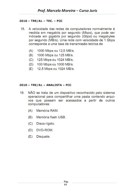 EXERCÍCIOS DE HARDWARE E SOFTWARE COM GABARITO