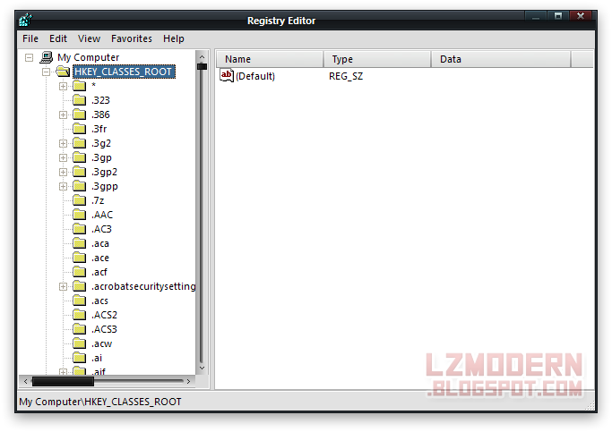 Buka folder HKEY_CLASSES_ROOT