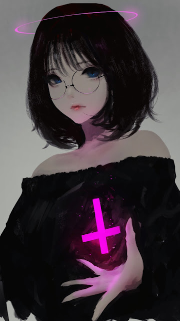 Anime Girl, Black Dress, Blue Eyes