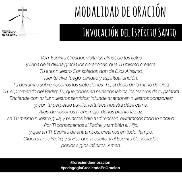 Oración para la Invocación del Espíritu Santo