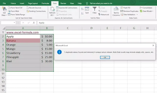 removing duplicates from excel