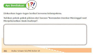 Tuliskan pokok-pokok pikiran dari bacaan "Komandan Damkar meninggal saat menyelamatkan anak buahnya" hal 46