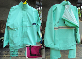 jas hujan jaket bisa dibuat seperti tas selempang bahan ajaib taslan