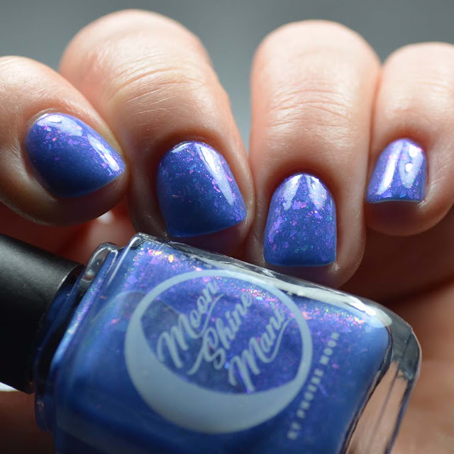 blue nail polish with iridescent flakies