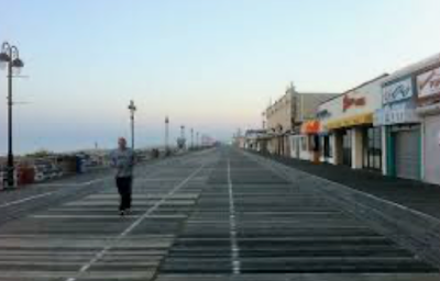 Photo of an empty boardwalk in Ocean City, New Jersey