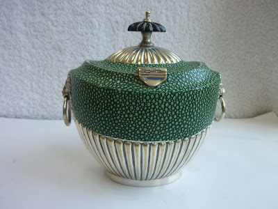 A Superb Edwardian Silver Plate Shagreen Tea Caddy