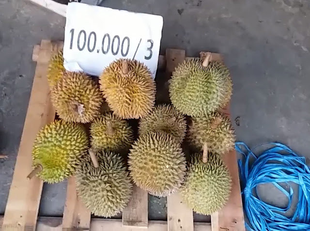 Penjual durian Pasaman di pinggir jalan menawarkan kelezatan durian segar