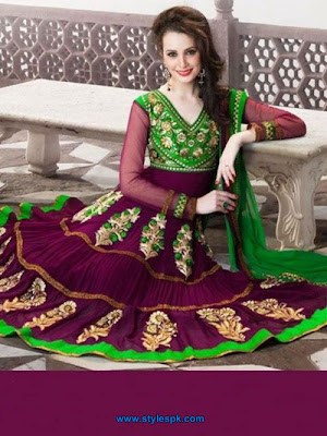 Latest Anarkali Frocks Party Wear Designs 2013 For Girls