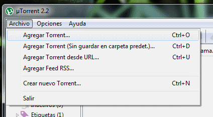 Imagen: Agregar torrent a uTorrent