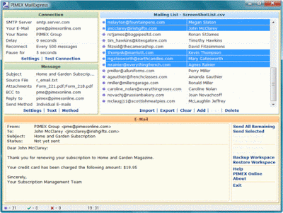 PIMEX MailExpress email bulk sender
