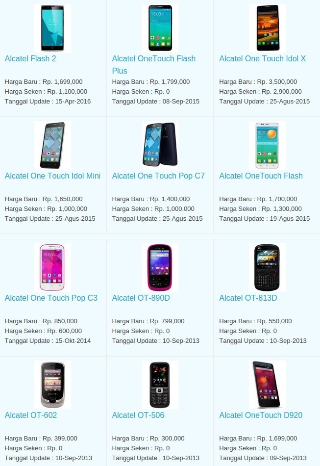 Daftar Harga Hp Terbaru Alcatel Mei 2016