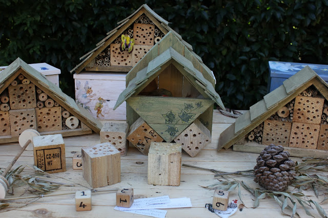 Insect houses at a garden exhibition