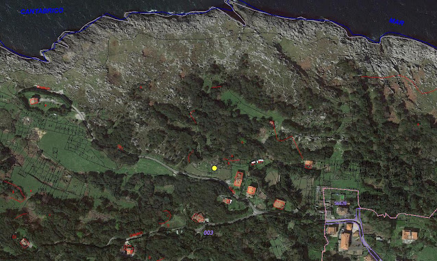 Figura 14: Ortofoto de 2022 (Google) del área de la torre delantera de la enfilación “de Islares”.