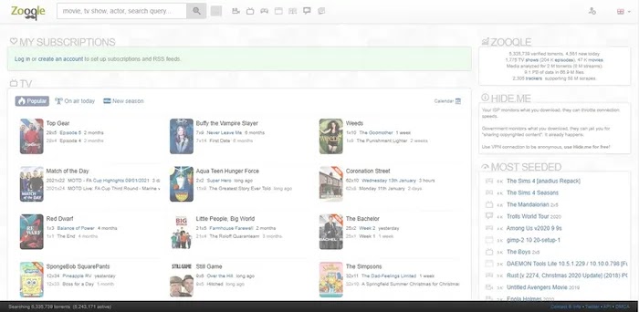 Popular and Active Torrent Download Sites Zooqle