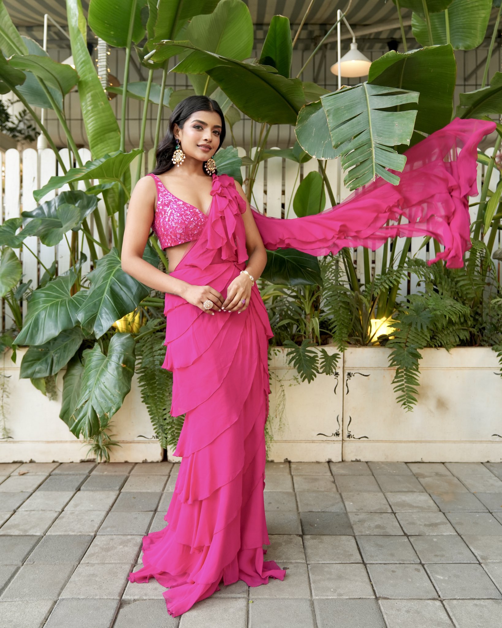 Indian Actress Ashna Zaveri Pink Dress