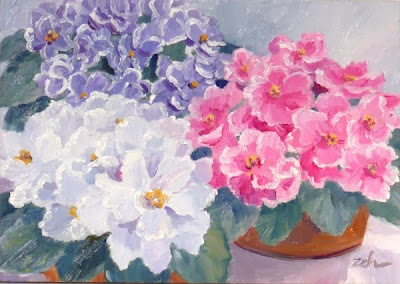 African Violets oil painting
