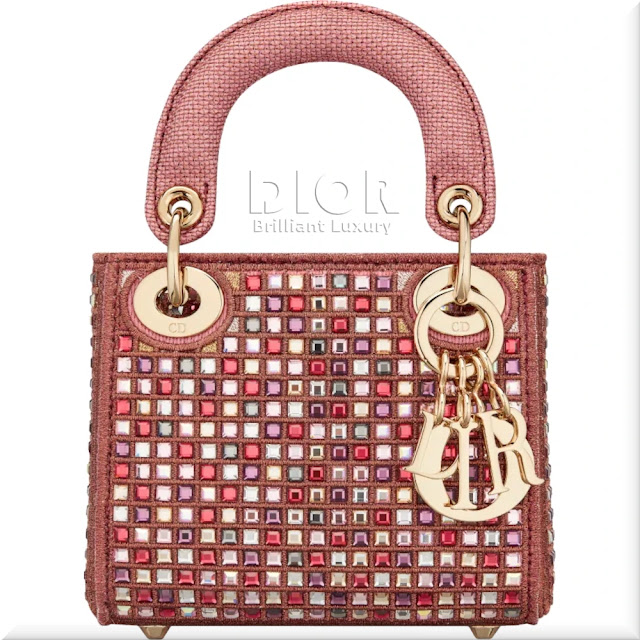 ♦Dark pink metallic canvas embroidered micro Lady Dior bag with multicolor crystals #dior #bags #pink #brilliantluxury