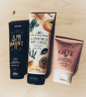 Three hand lotions, one for summer, one fall, one winter