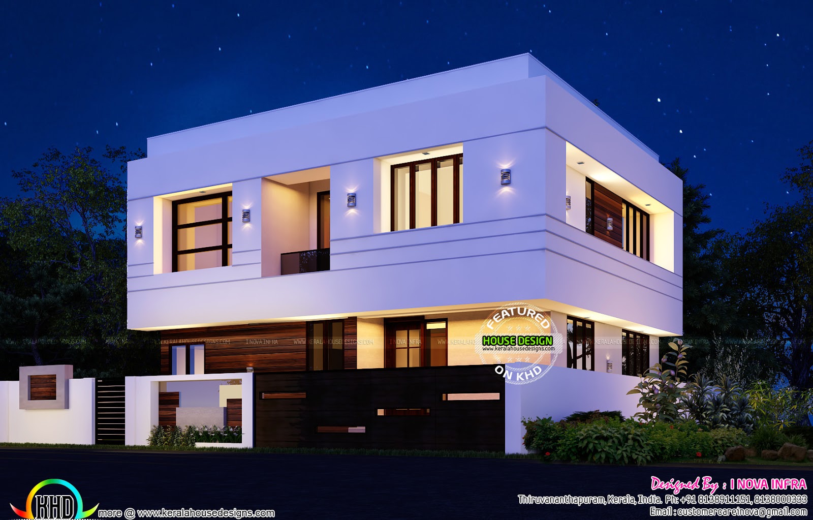 Box model home in 1570 sq ft Kerala home design and 