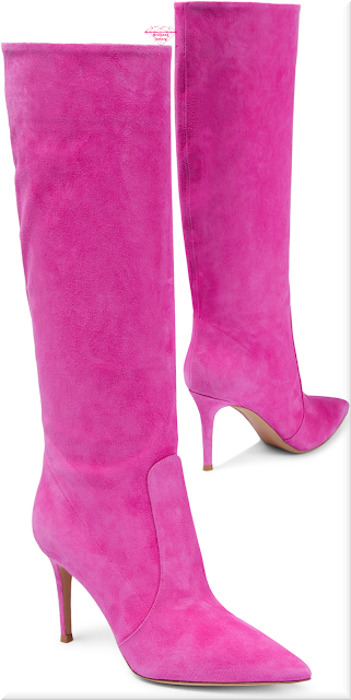♦Pink Gianvito Rossi Hansen suede knee-high boots #gianvitorossi #shoes #pink #brilliantluxury