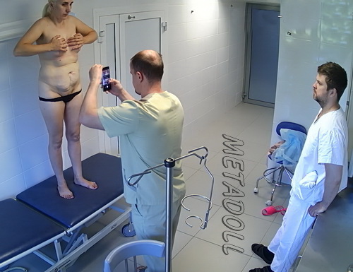 Corrective Breast Reconstruction. Body Correction Slimming. Doctor examines patients before surgery. A hidden camera is installed in the office (Breast and body correction 11)