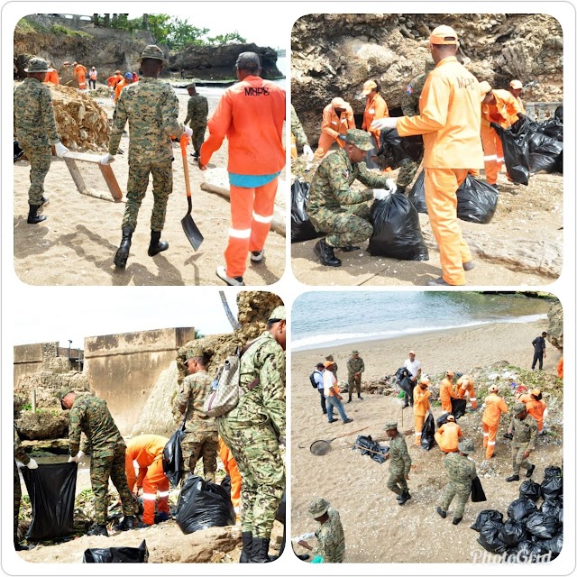 La Comandancia General Del Ejército Junto A Obras Públicas Y El Ministerio De Medio Ambiente Extraen Más De 7 Mil Libras De Residuos Del Área De Playa Del Fuerte San Gil