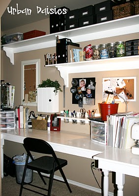 Dining Room Craft Room Combo / Office/ Dining Room Combo - Since you already have a table and chairs, just add some storage for keeping your supplies handy.