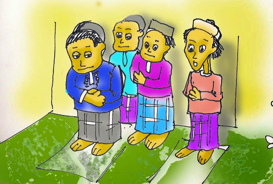  Gambar  Orang  Sholat  Berjamaah Kartun