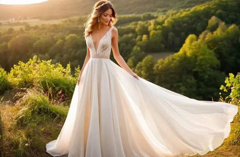 vestido de novia civil largo