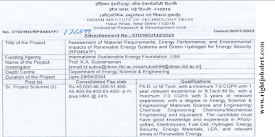 Senior Project Scientist Chemical and Mechanical Engineering Job Opportunities IIT