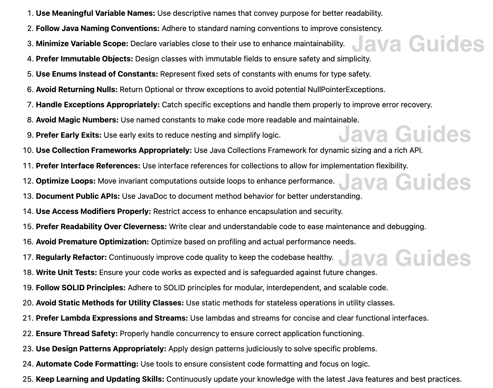 Top 25 Best Practices for Java Developers