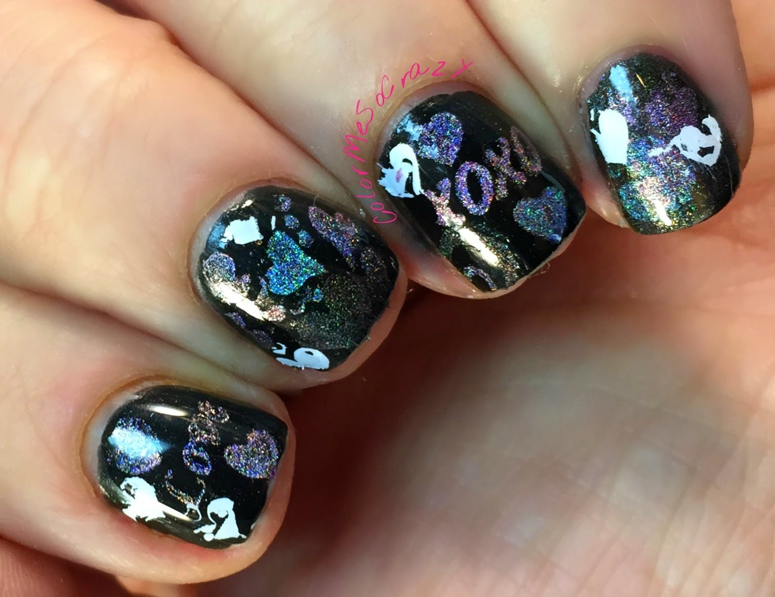 holo, color club holo, just rica, stamping, 52 week challenge, film nails