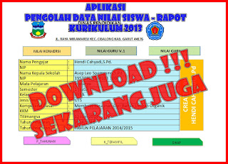 Download Gratis Aplikasi Pengolahan Data dan Nilai Siswa Kurikulum 2013