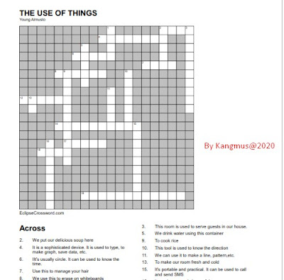 Use of things, kegunaan benda, Kelas VII, 2020, TTS, puzzle