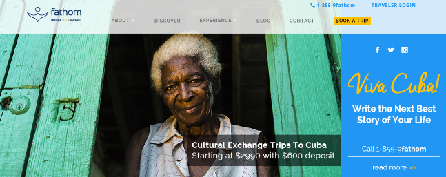 Screenshot from fathom.org, July 7, 2015, announcing travel to Cuba