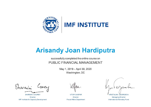Sertifikat Online Course Public Financial Management (PFM) International Monetary Fund (IMF) Arisandy Joan Hardiputra
