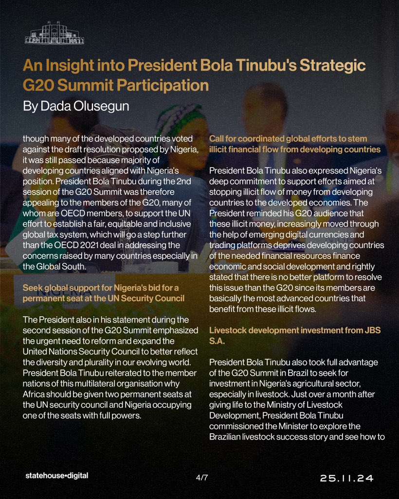 President of Brazil and First Lady, Lula and Janja da Silva welcome President of Nigeria and First Lady, Bola and Oluremi Tinubu to the G20 Leaders Summit 2024 in Rio De Janeiro, Brazil