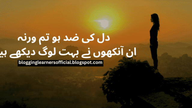 Dil Ki Zid Hu Tum Warna - sad poetry in Urdu 2 lines 2023