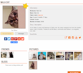 Nala Cat profile page, The Pet Community