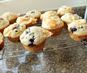 Food Lust People Love: Savory muffins with fresh thyme, goat cheese and blackberries, these thyme chèvre blackberry muffins make a most delicious breakfast or tea time treat. They are also perfect with a glass of wine!