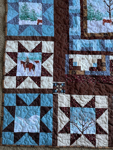 Closeup of Variable Star Blocks in lower left corner of quilt