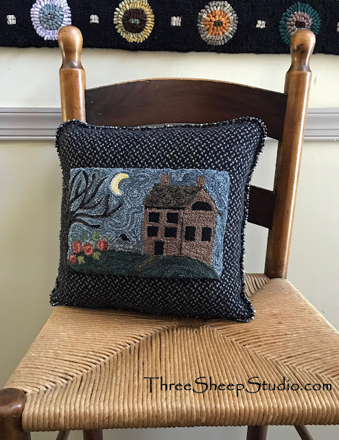 Still Of The Night Punch Needle Pillow by Rose Clay at ThreeSheepStudio.com   (blog)