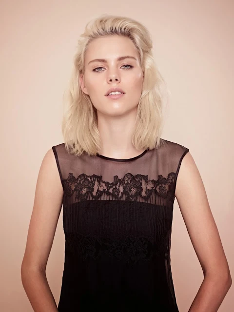 French Connection black sheer lace top