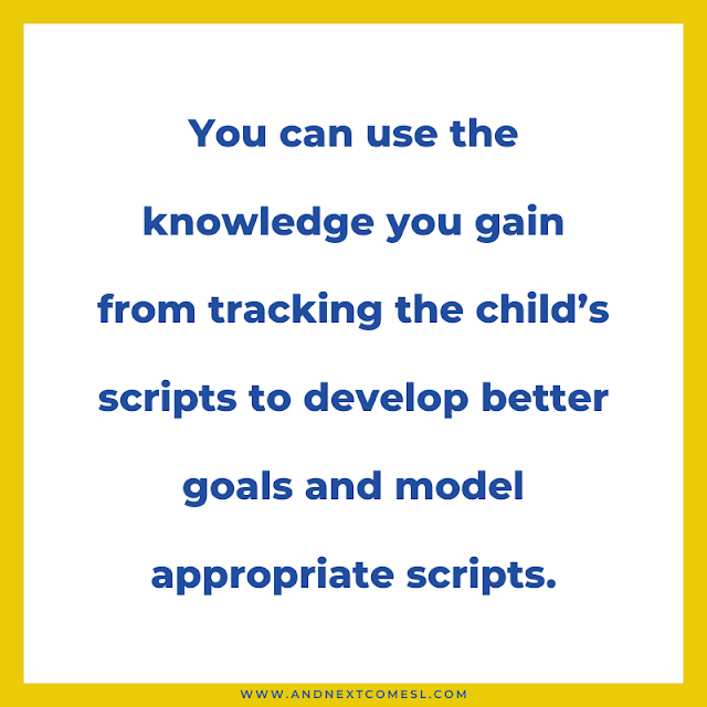 You can use the knowledge you gain from tracking the child's scripts to develop better goals and model appropriate scripts