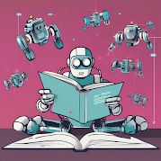 Robot reading a guidebook
