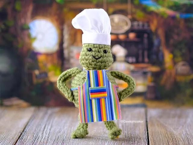 Tiny Chef Crocheted Figure