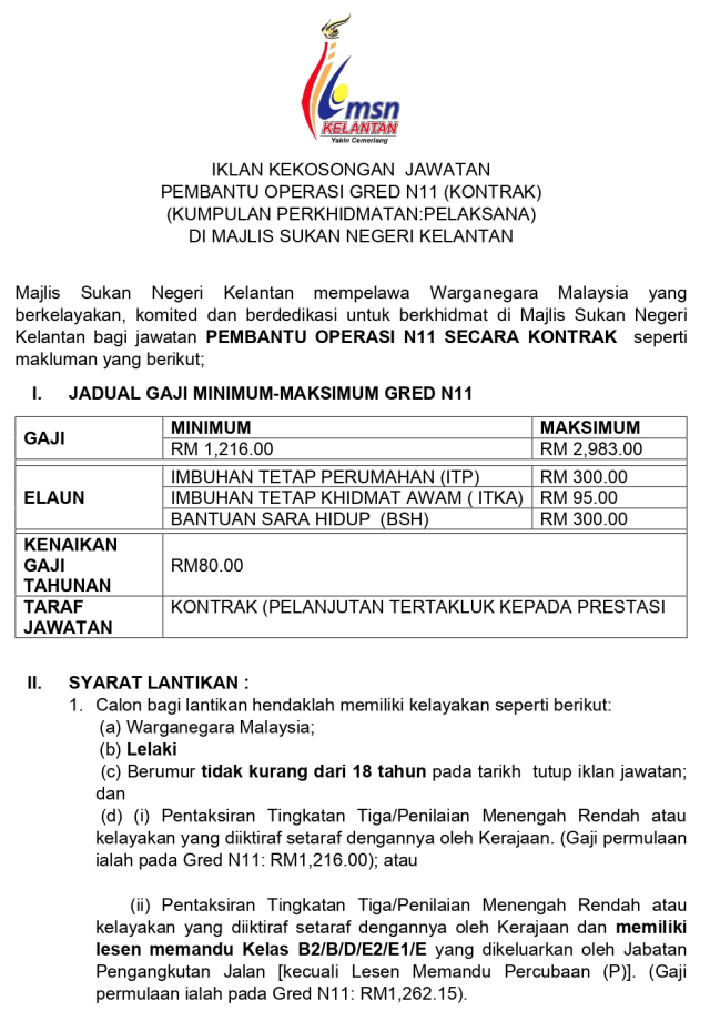 Jawatan Kosong MSN Kelantan Januari 2023