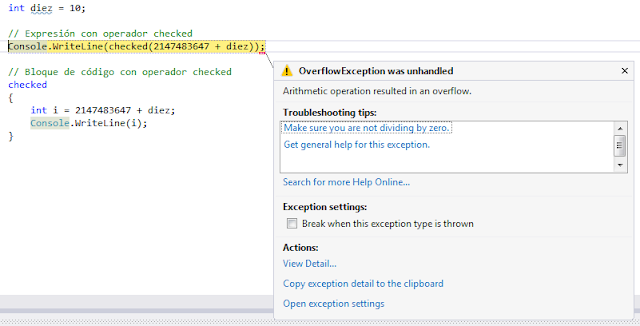 System.OverflowException en VisualStudio