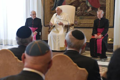 Pope Francis engages in a conversation with the Conference of European Rabbis at the Vatican on November 6, 2023